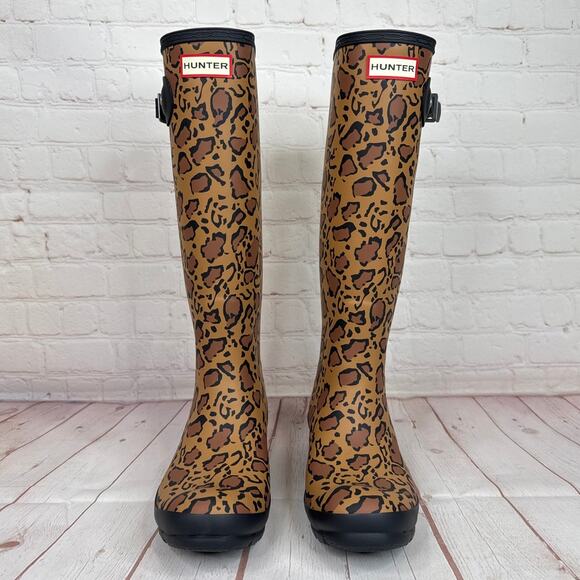 Hunter Original Tall Leopard Print Wellington Rain Boots Women’s Size 6 - Picture 7 of 11